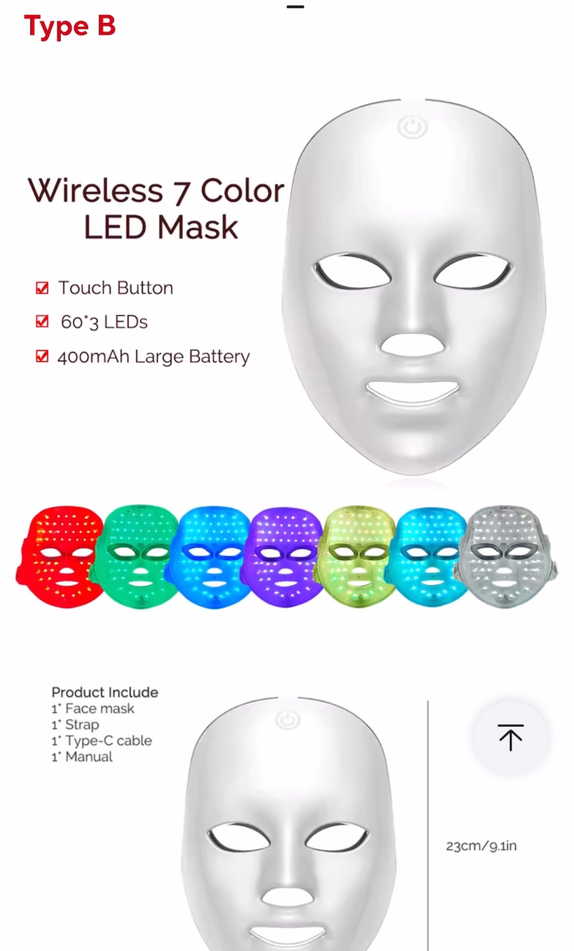 Rechargeable 7-Color LED Face Mask